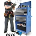 thumbnail image 1 of Heavy-Duty 8-Drawer Rolling Tool Chest with Lock & Liner,Blue-Grey Workshop Storage Cabinet with Wheels, 7 Organizer Boxes & 8 Hooks, Blue, 1 of 6