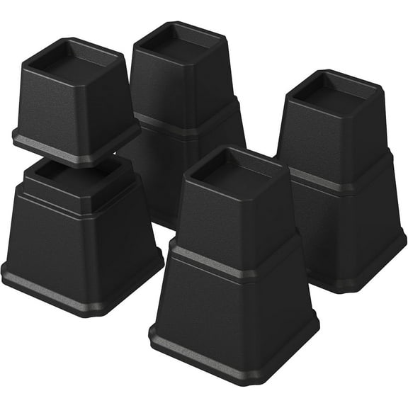Rirool 8-Pack Heavy Duty Bed & Furniture Risers (3 & 5 Adjustable, Stackable)  Supports 1500lbs, Non-Slip, for Sofa, Chair, Desk, Dorm  Black