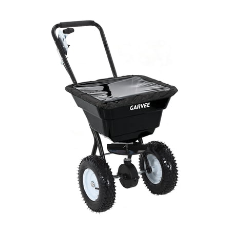 Heavy Duty 80/100/125LB Tow & Pull Behind Broadcast Spreader - Dual Auto-Stop Impeller, 30 Adjustable Settings, All-Terrain Wheels, UTV ATV Riding Mower & Tractor
