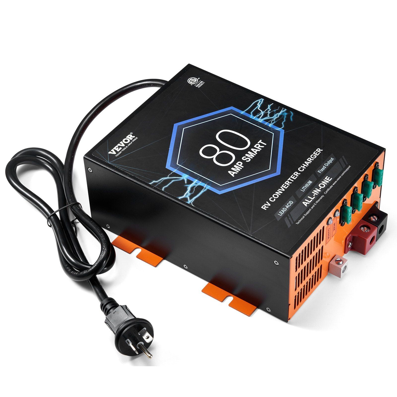Heavy Duty 80 Amp RV Converter 110V AC to 12V DC Power Supply with ...