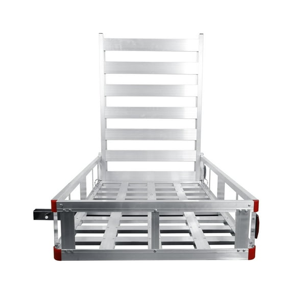 Heavy Duty 800 LBS 2" Hitch Receiver Hitch Cargo Carrier, Trailer Hitch Cargo Carrier with 47 inch Ramp, Trailer Hitch Mount Aluminum Cargo Basket for RV Trucks SUV Vans Cars