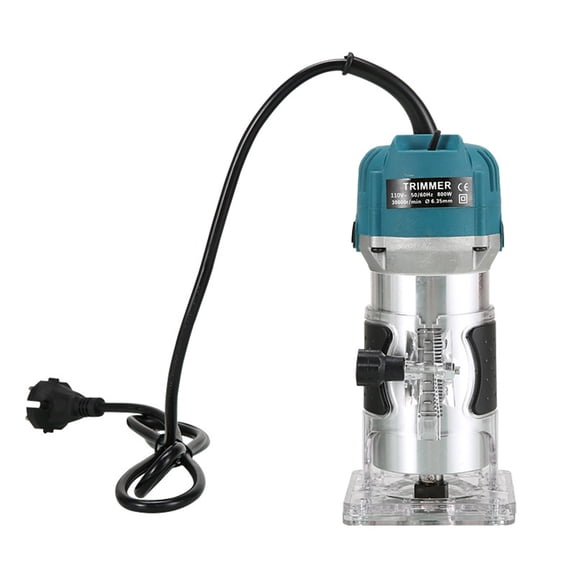 Heavy-Duty 800W Electric Wood Router and Handheld Laminate Trimmer, 30000 RPM Corded Power Tool with High Precision Base for Woodworking Projects (7.87 x 3.54 in / 20.0 x 9.0 cm)
