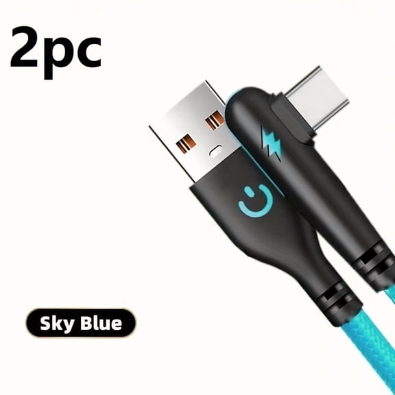 Heavy-Duty 80W USB-C Fast Charging Cable, 90° Right-Angle Connector for Xiaomi Huawei Phones Tablets Laptops, Durable Nylon Gaming Ready Holiday Gift