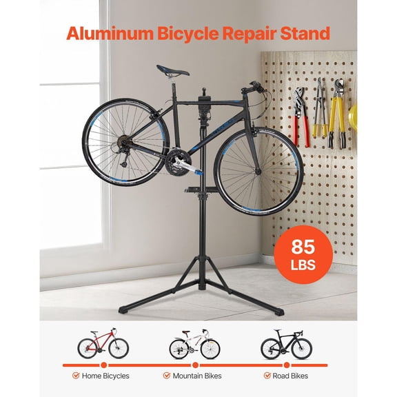 Heavy Duty 85 lb Bike Repair Stand Adjustable Height 40.7 to 64.1 Inches with Magnetic Tool Tray Foldable Bicycle Maintenance Rack for Mountain Road Bike Home Shop Mechanics