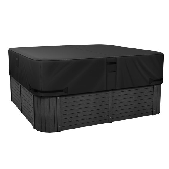 Hot Tub Cover 88x88x20 Inch, Waterproof Oxford Fabric Spa Cover - Black, Weather Resistant Outdoor Hot Tub Lid with Air Vent & Straps