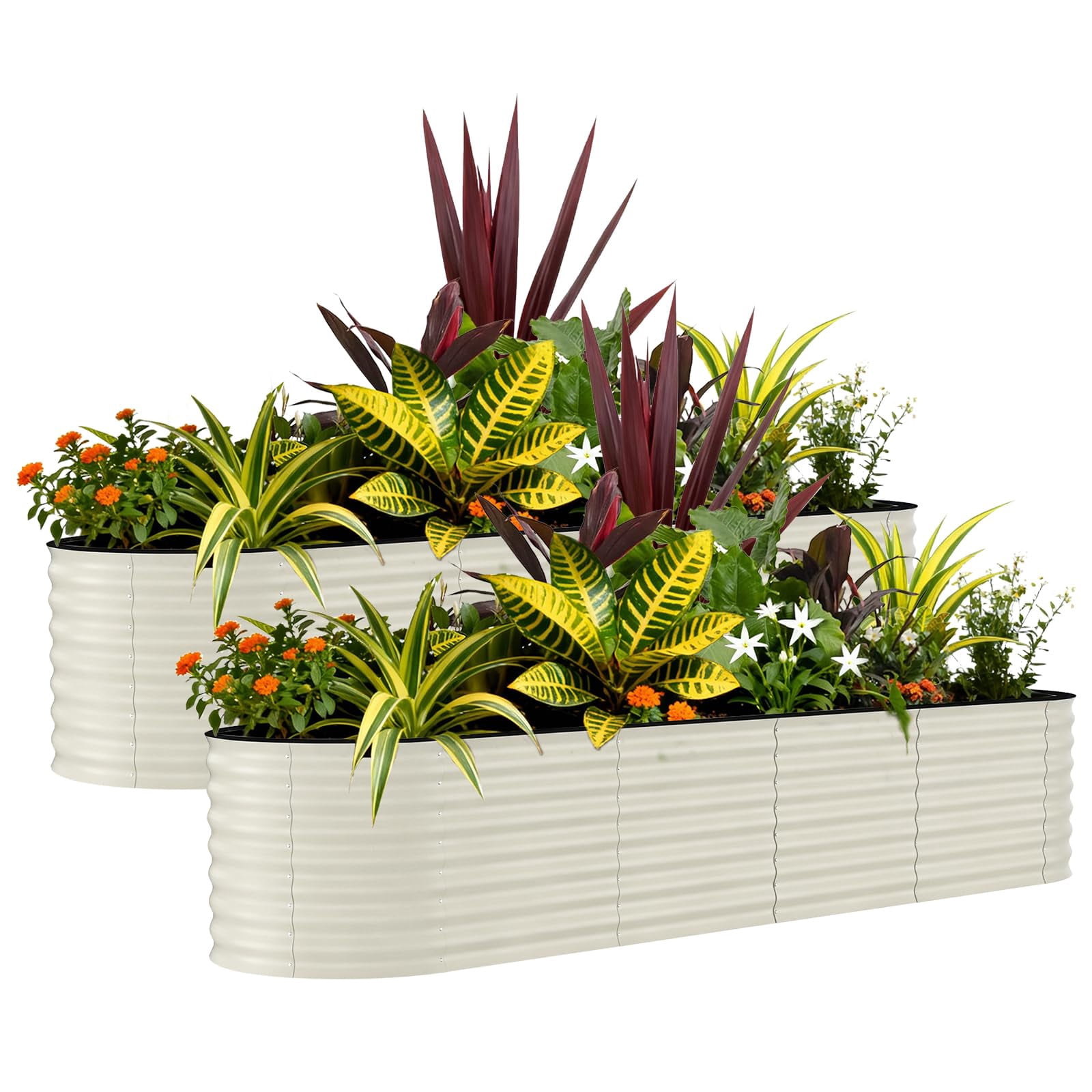 Heavy Duty 8x2x2 ft Raised Garden Beds (2 Pack), Galvanized Steel Planter Boxes with Reinforced Corners, Easy Assembly, Rustproof Outdoor Raised Planters for Vegetables, Flowers and Herbs