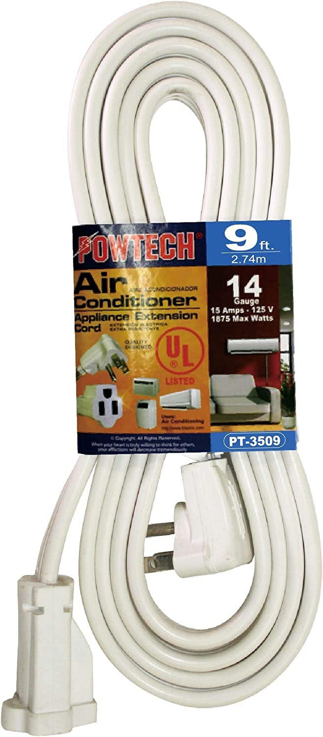 Extension Cord For Portable Air Conditioner Heavy Duty 9 FT Air Conditioner and Major Appliance Extension Cord UL