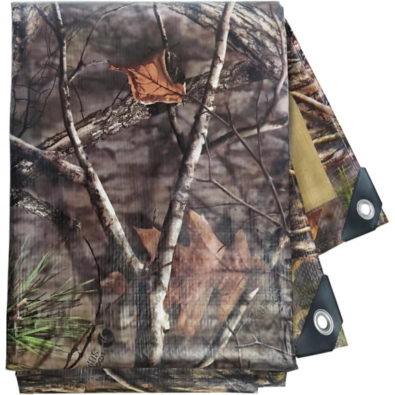 Heavy Duty 9 Mil Waterproof UV Resistant Tree Camo Tarp 12 Feet x 16 Feet