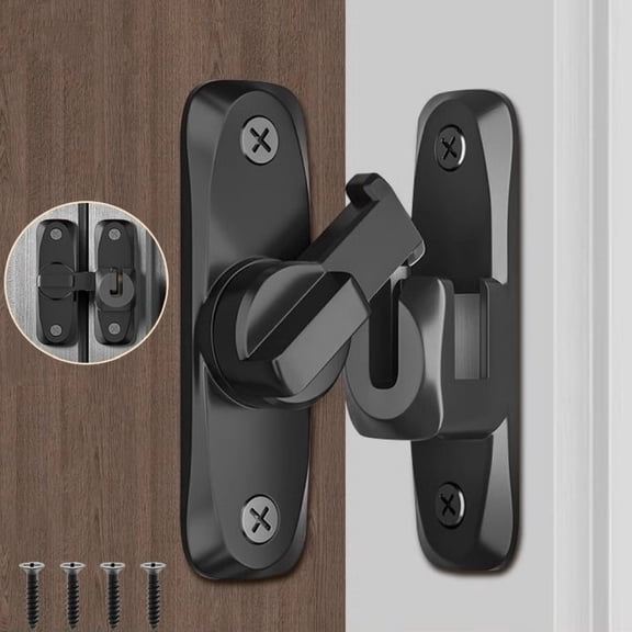 Heavy Duty 90/180 Degree Flip Barn Door Latch, Anti-Pry Stainless Steel Safety Gate Latch, Waterproof Door Lock for Bathroom Bedroom Garage Garden Fence Pet Gate, Easy Install with Screws