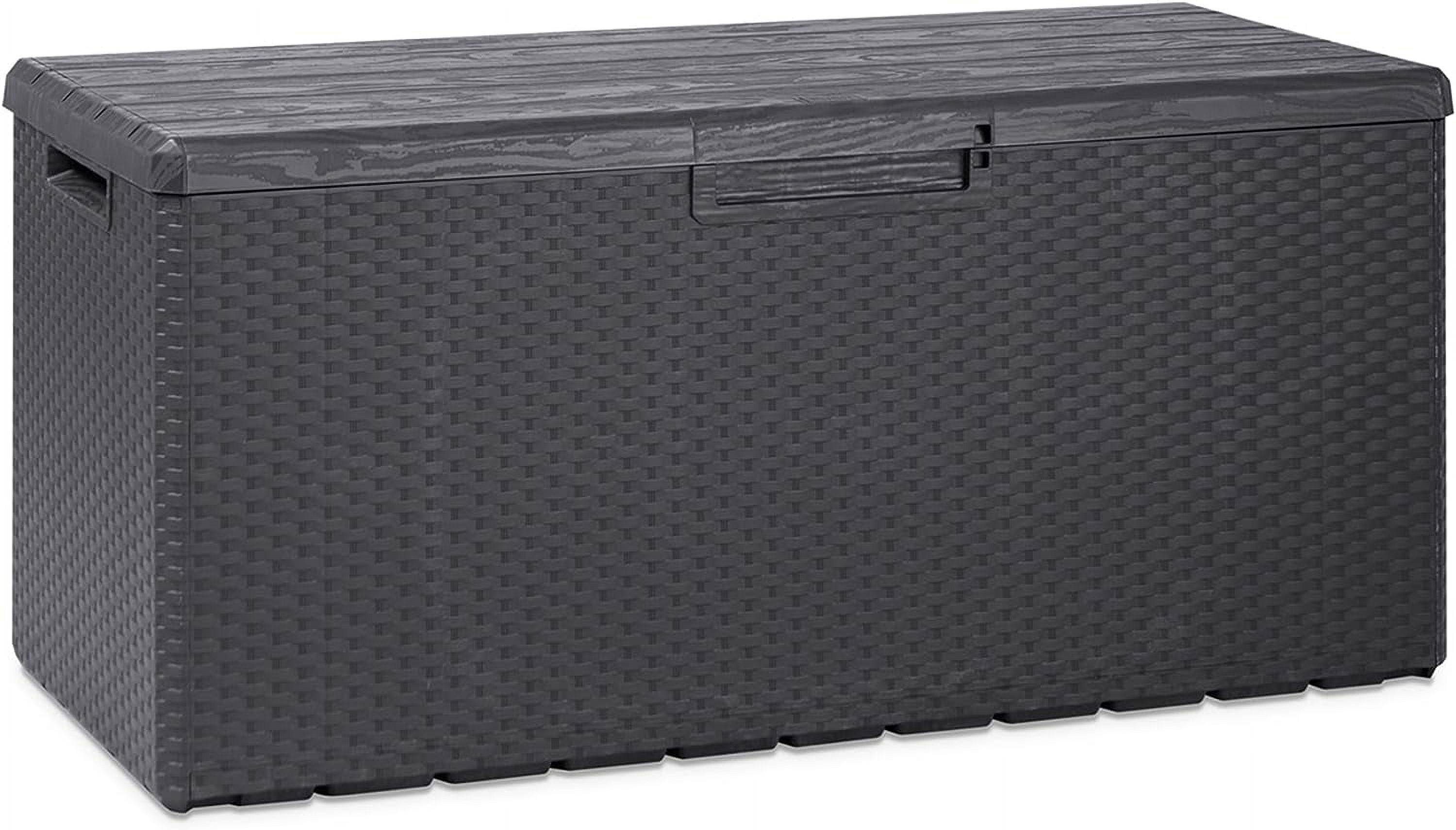Heavy Duty 90 Gallon Plastic Outdoor Storage Deck Box with Lockable Lid and 450 Pound Weight