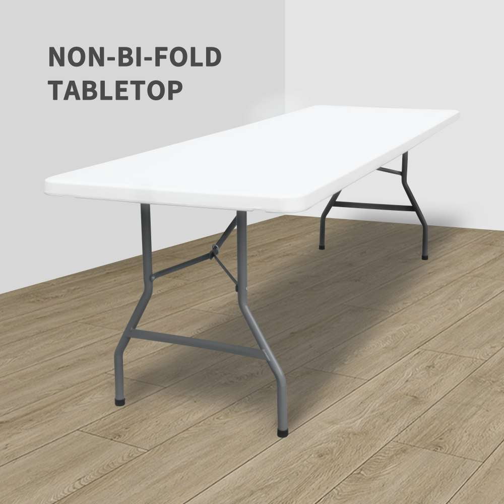 Heavy Duty 96'' 8ft Outdoor Party Event Solid Non-Folding Tabletop Rectangle Plastic Folding Table