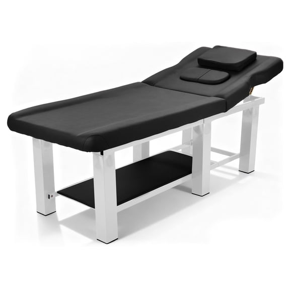 Heavy Duty 970LBS Stationary Massage Table, 73"×28" Massage Table with Adjustable Backrest, Physical Therapy Table with Storage Shelf, Waterproof PU Leather for Salon Facial Spa Bed