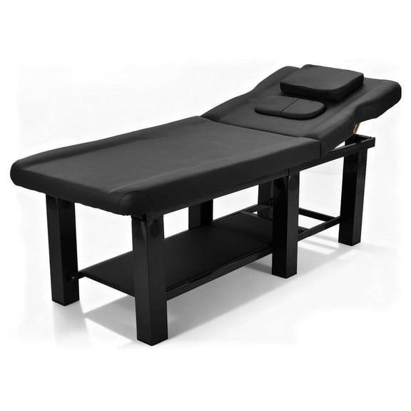 Heavy Duty 970LBS Stationary Massage Table, 73"×28" Massage Table with Adjustable Backrest, Physical Therapy Table with Storage Shelf, Waterproof PU Leather for Salon Facial Spa Bed