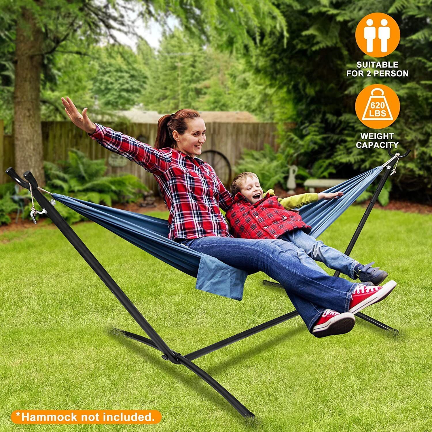 Heavy Duty 9FT Hammock Stand 2 Person 620LB Capacity Steel Frame w