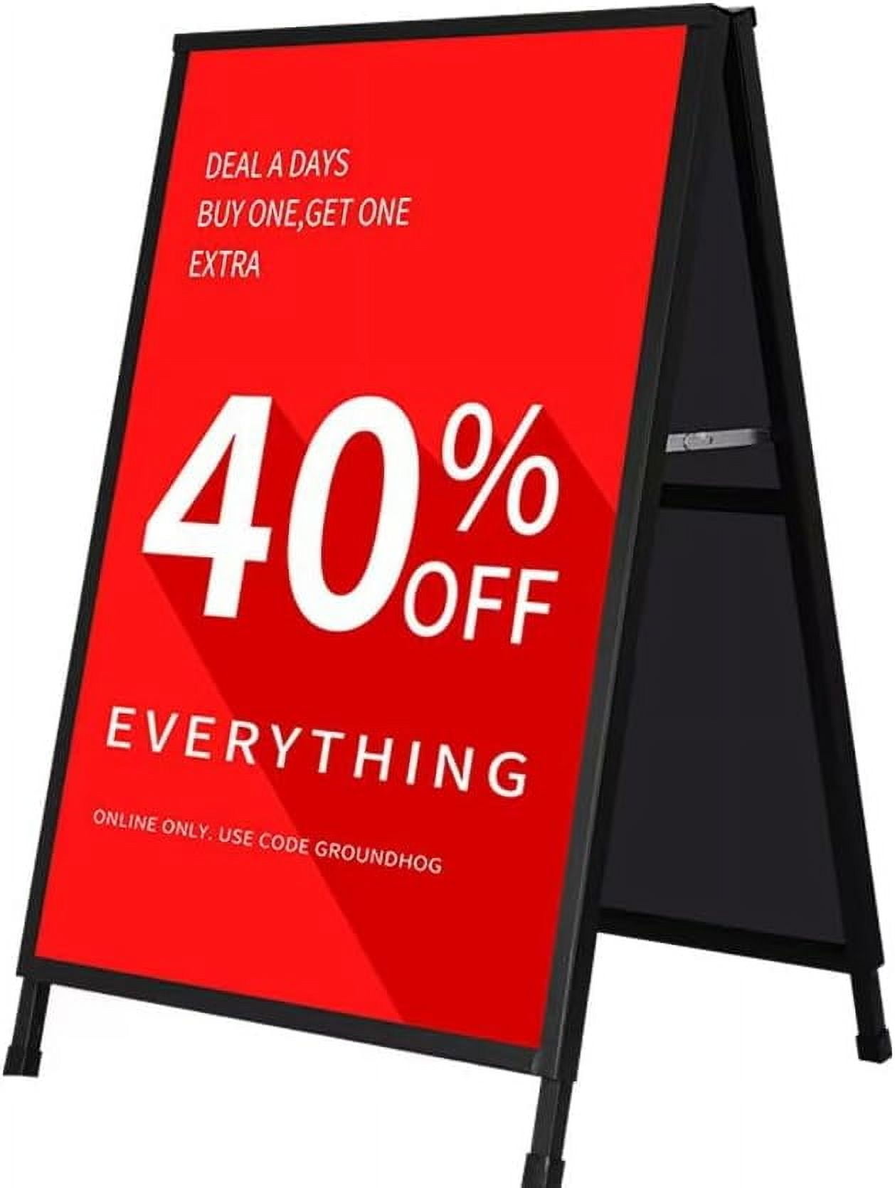 Heavy Duty A-Frame Sidewalk Sign – 24x36 Inch Double-Sided, Foldable, Metal Sandwich Board
