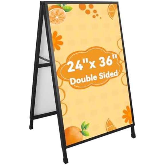 Heavy Duty A-Frame Sign 24x36 Inch Double-Sided Sidewalk Sign, Foldable Metal Sandwich Board for Outdoor Use (Frame Only)