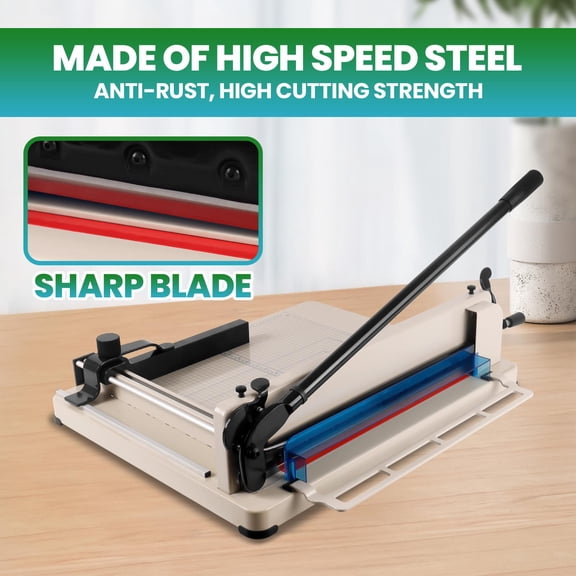 Heavy Duty A3 Guillotine Paper Cutter, 17 Inch 400 Sheet Capacity, HSS Anti-Rust Blade for Cardstock, PVC, Leather, Non-Woven Fabric