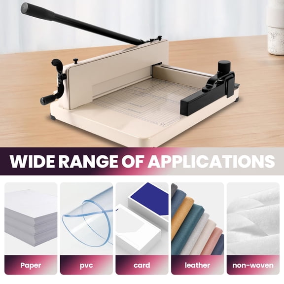 Heavy Duty A4 Paper Cutter, HSS Blade Rust-Resistant High Strength, Double Safety Protection (Lock & Cover) for Paper Non-Woven Leather, Portable Eco-Friendly Material