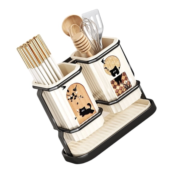 Heavy Duty ABS Cutter Stand With Integrated Chopstick Holder Modern Kitchen Tool Organizers For Countertop Decoration An