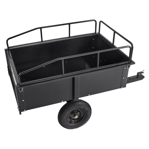 Heavy Duty ATV Trailer Steel Dump Cart, 750-Pound 15 Cubic Feet, Garden Utility Trailer with Removable Sides for Riding Lawn Mower Tractor