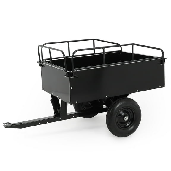 Heavy Duty ATV Trailer Steel Dump Cart, 750 lbs 15 Cubic Feet, Garden Utility Trailer Yard Trailers with Removable Sides for Riding Lawn Mower Tractor