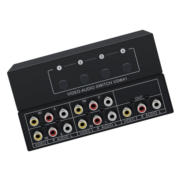 Heavy Duty AV L/R Switcher Box 4Channel Video Selectors AV Switcher For MultiDevice Entertainment Systems 1280x720P