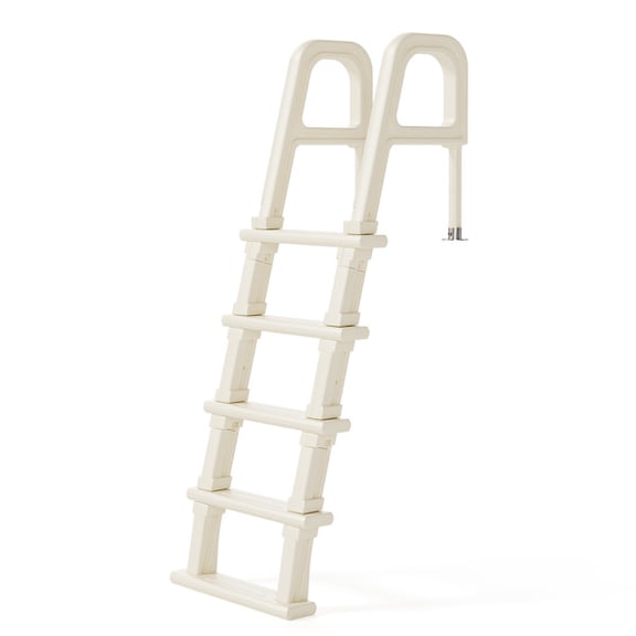 Heavy Duty Above Ground Pool Ladder, Adjustable 47-54 Inch Swimming Pool Steps with Anti-Slip Strips, 400 lbs Weight Capacity, White