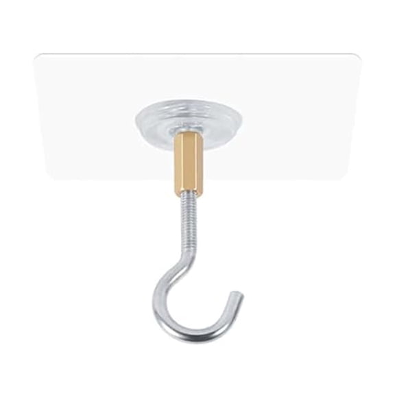 Heavy Duty Adhesive Ceiling Hook, No Drill Wall Hanging Hook up to 20 lbs for Potted Plants, String Lights and Wind Chimes
