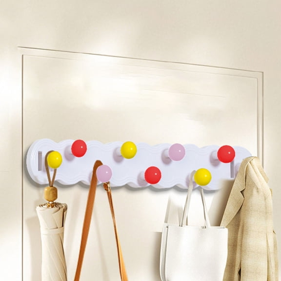 Heavy Duty Adhesive Hanging Hook - 9 Hook Wall Mount Coat Rack, No Installation Required, Strong Stick Command Hook for Kitchen, Entryway, Bathroom, 15.94" Plastic Organizer