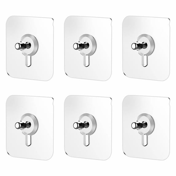 Heavy Duty Adhesive Hooks - 2-In-1 No Nail Wall Hangers With Screw Sticker, Waterproof Rustproof For Hanging Shelf, Kitchen, Bathroom, Home And Office(6Pc)
