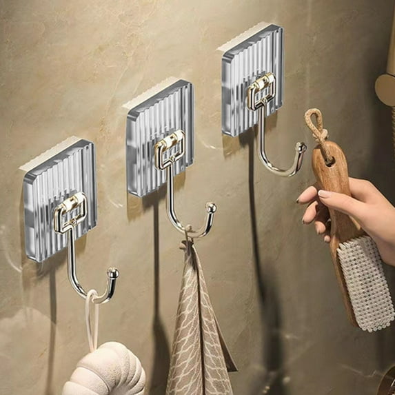 Heavy Duty Adhesive Hooks No-Hole No-Drill Wall Hooks | 180° Rotatable Stainless Steel Hook | Strong Hold for Bathroom Kitchen Bedroom | Includes 1 Hook | White Gray Coffee Green