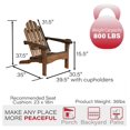 Heavy Duty Adirondack Chair with Cup Holders in Rustic Dark Walnut