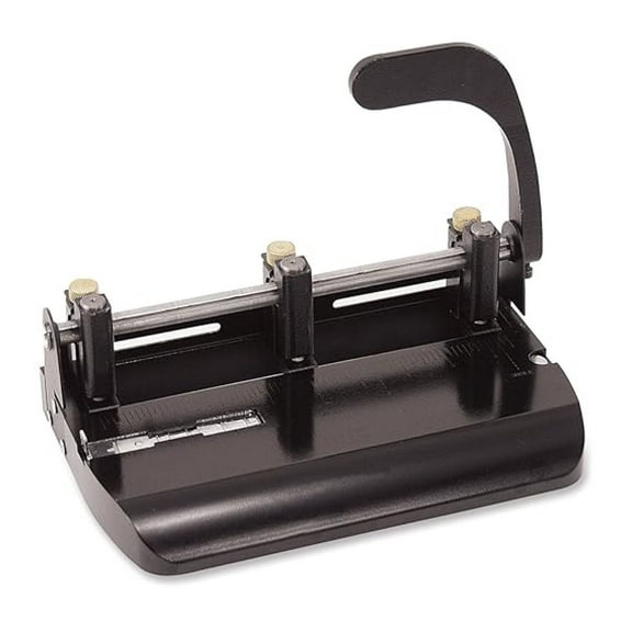 Heavy Duty Adjustable 2-3 Hole Punch with Lever Handle, 32-Sheet Capacity, Black (90078)