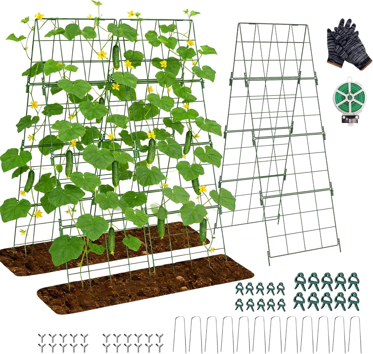 Heavy Duty Adjustable A-Frame Trellis for Climbing Plants,48"x16", Rust-Proof Metal Garden Trellis with Dense Grid, Ideal for Raised Beds, Cucumbers, Tomatoes, Beans, and Outdoor Vines (2 Pcs)