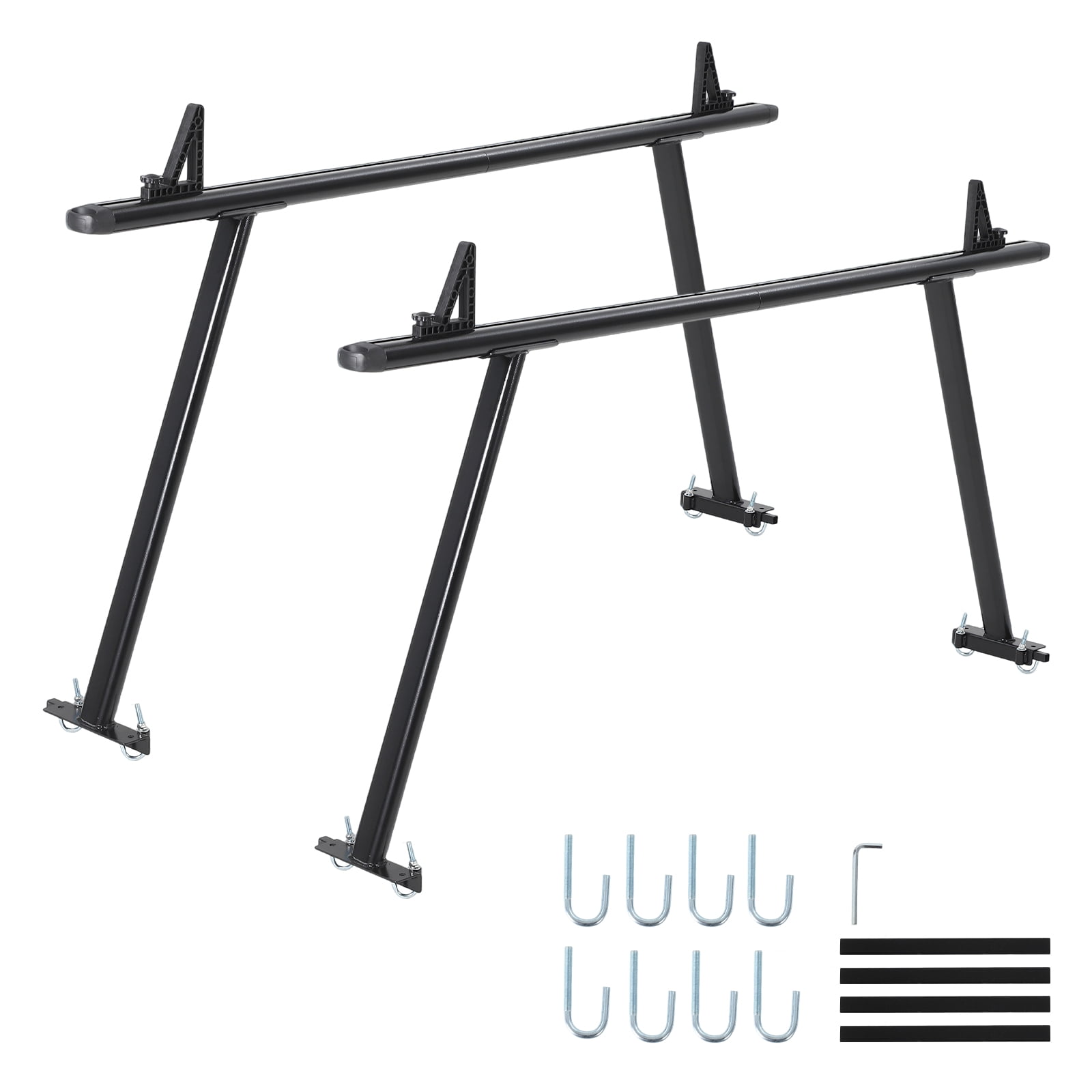 Heavy Duty Adjustable Aluminum Truck Ladder Rack for Pickup Bed – 1000 lbs Capacity, 35-71 Inch, Global No-Drill Fit, 8 J-Bolts, Iron Legs – Fits Kayaks, Ladders, Surfboards, Contractor – Black