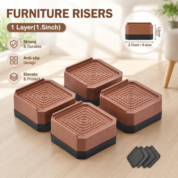 Heavy-Duty Adjustable Bed Risers Furniture Lift Blocks for Desk Sofa Chair Legs Refrigerator Washing Machine Support Up to 4000 lbs