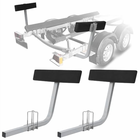Heavy Duty Adjustable Boat Trailer Guide Poles, 2PCS Rustproof Galvanized Steel with PVC Cover, 43" Height, Easy Installation for Ski, Fishing & Sailboats, Carpet-Padded Boards Included