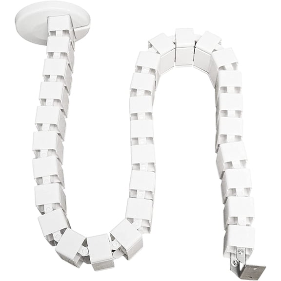 Heavy Duty Adjustable Cable Management Snake. Standing Desk Accessories. Cable Management Organizer - White