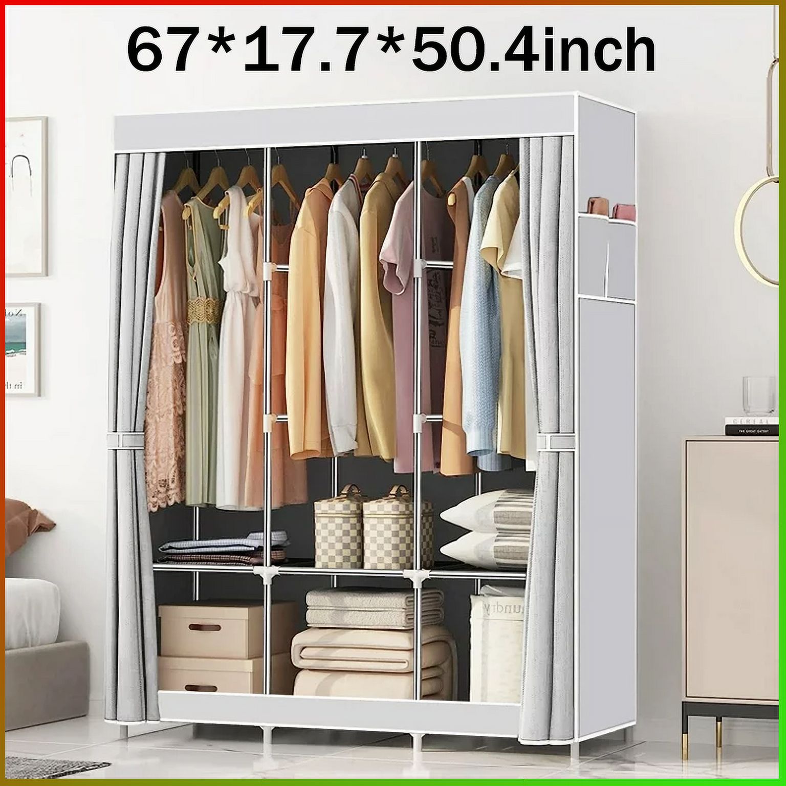 Heavy Duty Adjustable Closet Storage Shelf Metal Garment Rack Clothes