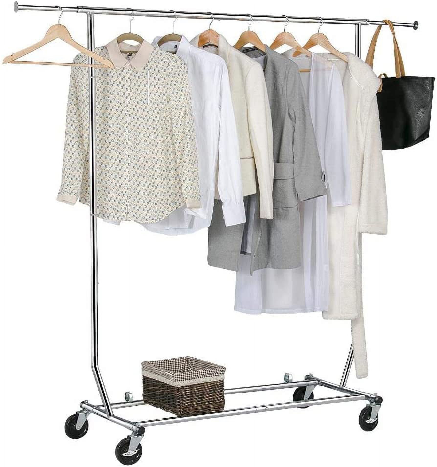 Heavy Duty Adjustable Commercial Grade Garment Rack Rolling Chrome