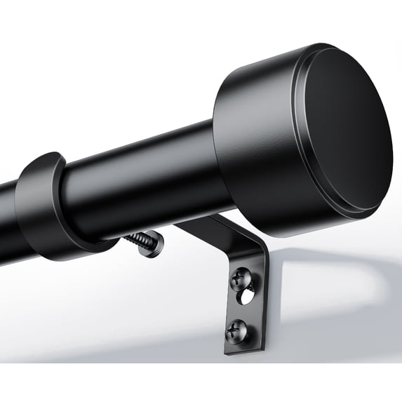Heavy Duty Adjustable Curtain Rods for Windows, 1-Inch Diameter Matte Black Curtain Rod, 32-96 Inches