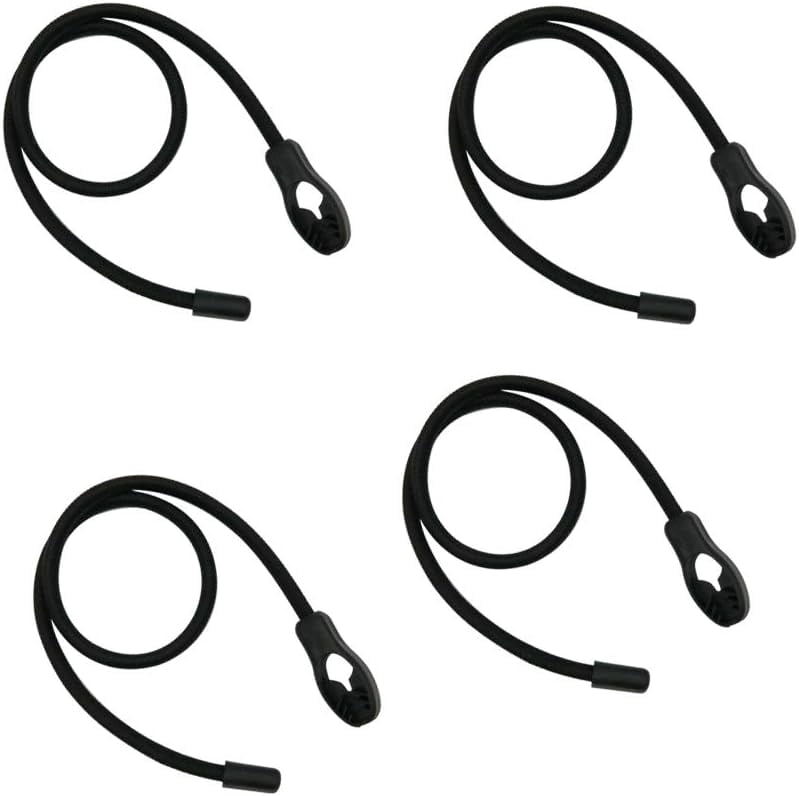 Heavy Duty Adjustable Elastics Stretch Lock Shock Bungee Cords Rope with PVC Coated Buckle All Black for Motorcycle, Cargo, Camping, RV, Trailer, Bicycle Carrier Rack, Trunk,Luggage (4 Pack)