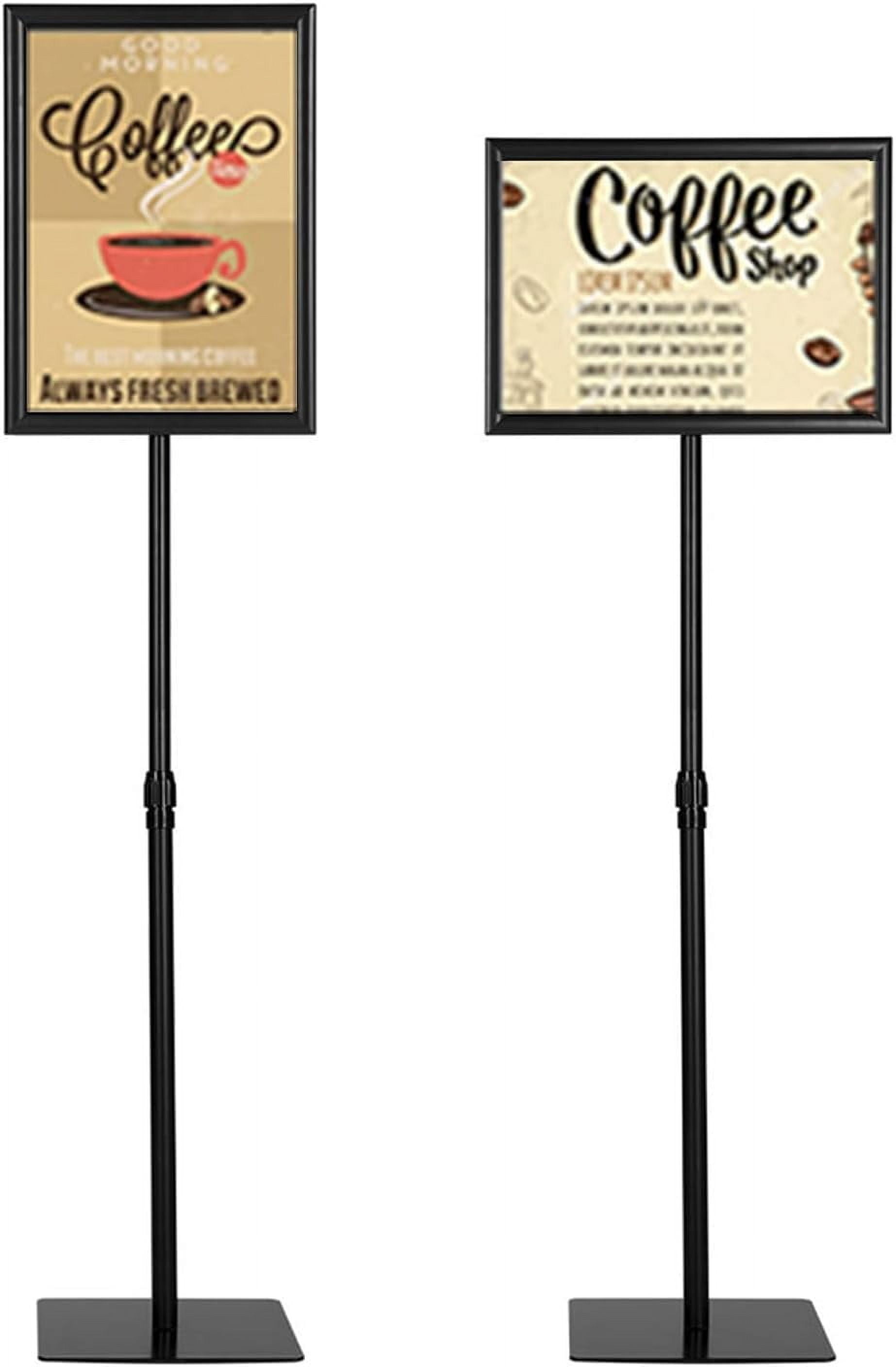 Adjustable Floor Sign Stand For 8.5x11 Posters - 360° Rotating Display With Snap-On Frame For Indoor Outdoor Use