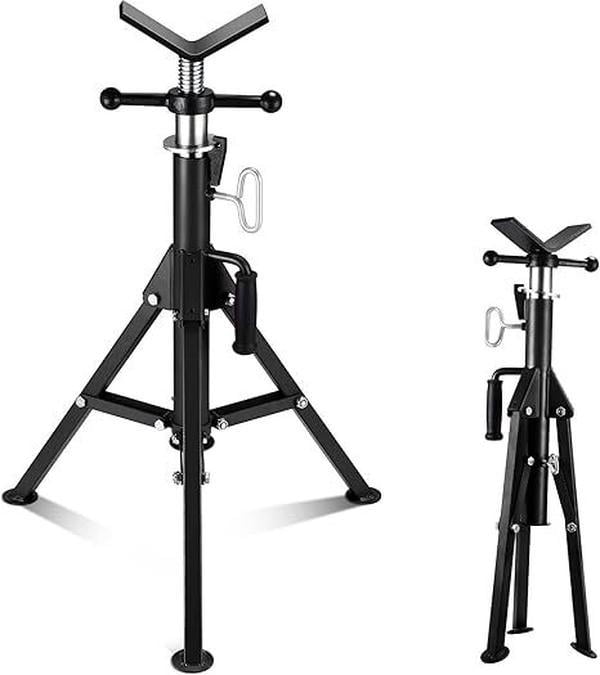 Heavy-Duty Adjustable Folding Pipe Jack Stand | 2500 Lbs Load Capacity with Portable Folding Legs 28-52 Inch Height Adjustable 1/8"-12" Capacity，Black