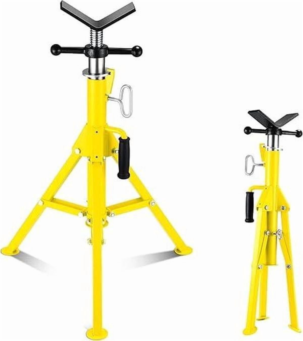 Heavy-Duty Adjustable Folding Pipe Jack Stand | 2500 Lbs Load Capacity with Portable Folding Legs 28-52 Inch Height Adjustable 1/8"-12" Capacity，Yellow