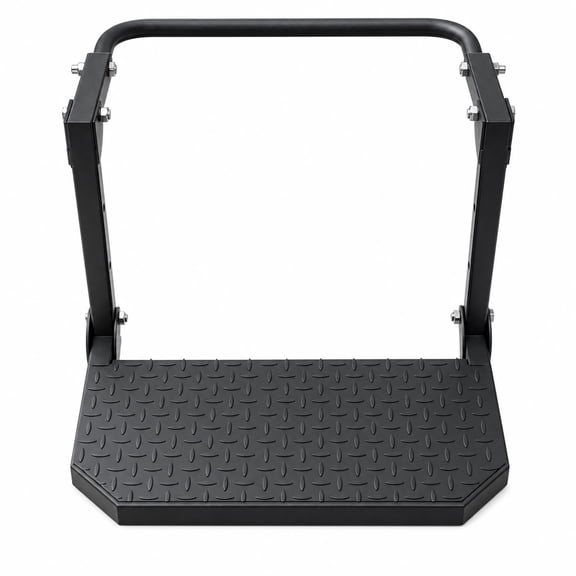 Heavy Duty Adjustable Folding Tire Mounted Side Step, 300 LBS Load Anti-Slip Textured Truck SUV RV Tire Step, Universal Fit 10.2"14.4" Vehicle Tires, Portable Roof Access Ladder Black Carbon Steel