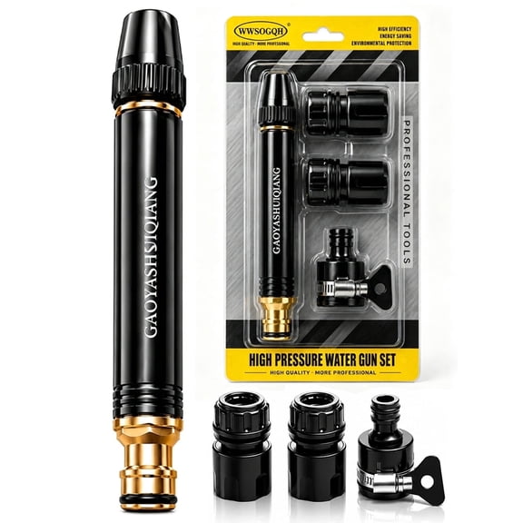Heavy Duty Adjustable High Pressure Hose Nozzle with Connector Set Power Washer Spray Gun with 3 Spray Modes High Pressure Water Jet Sprayer for Car Wash Yard Patio Garden Outdoor Cleaning