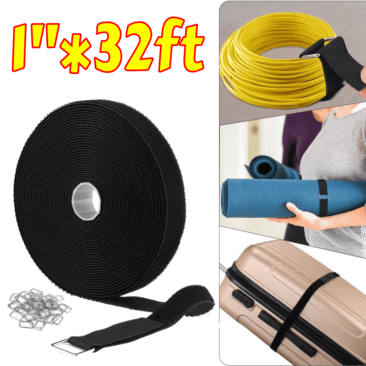 Loop Straps Heavy Duty Adjustable Hook and Loop Straps, 1