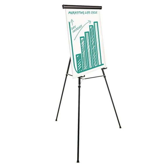 Heavy-Duty Adjustable Presentation Easel 69" Maximum Height, Metal, Black