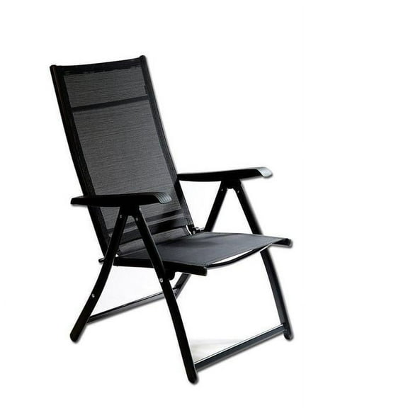 Heavy Duty Adjustable Reclining Black Folding Chair Outdoor Indoor Garden Pool Steel Camping Deck Backyard Chairs